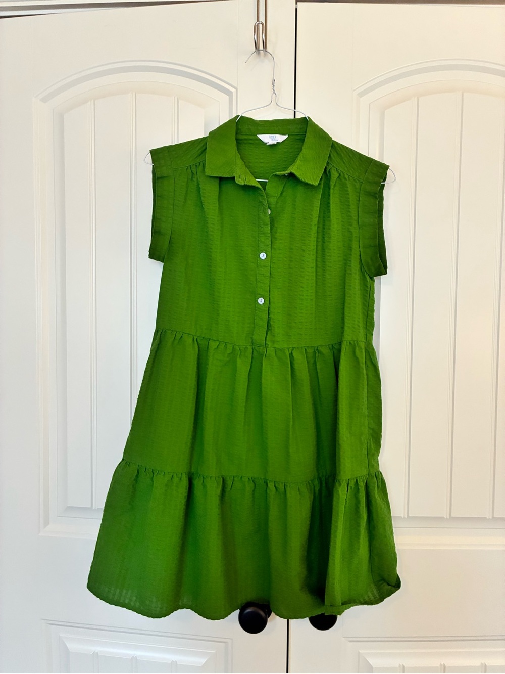 Time and Tru Green Tiered Collared Button Dress